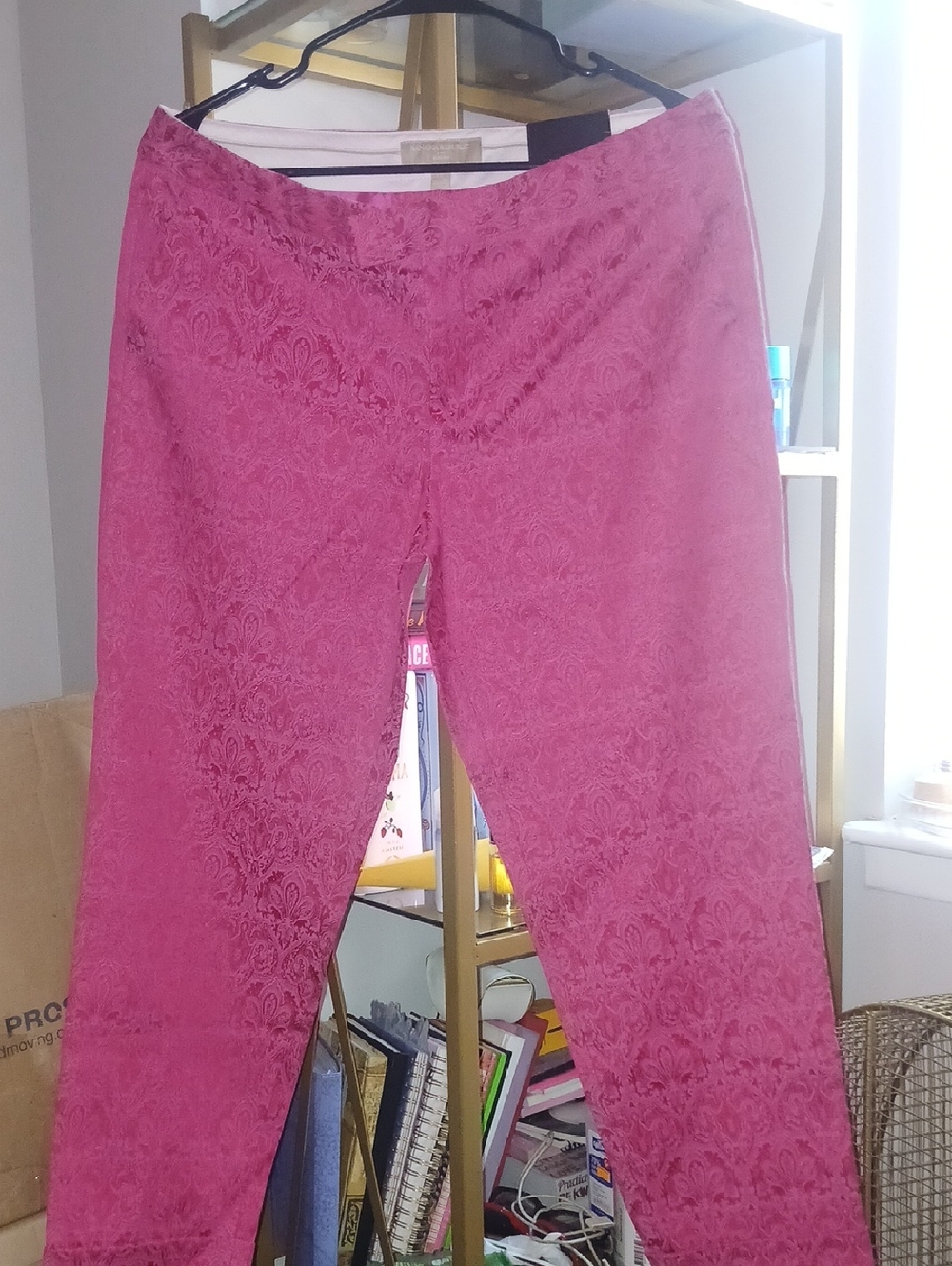 Banana Republic Rose Pink Jacquard Cropped Ankle Pants